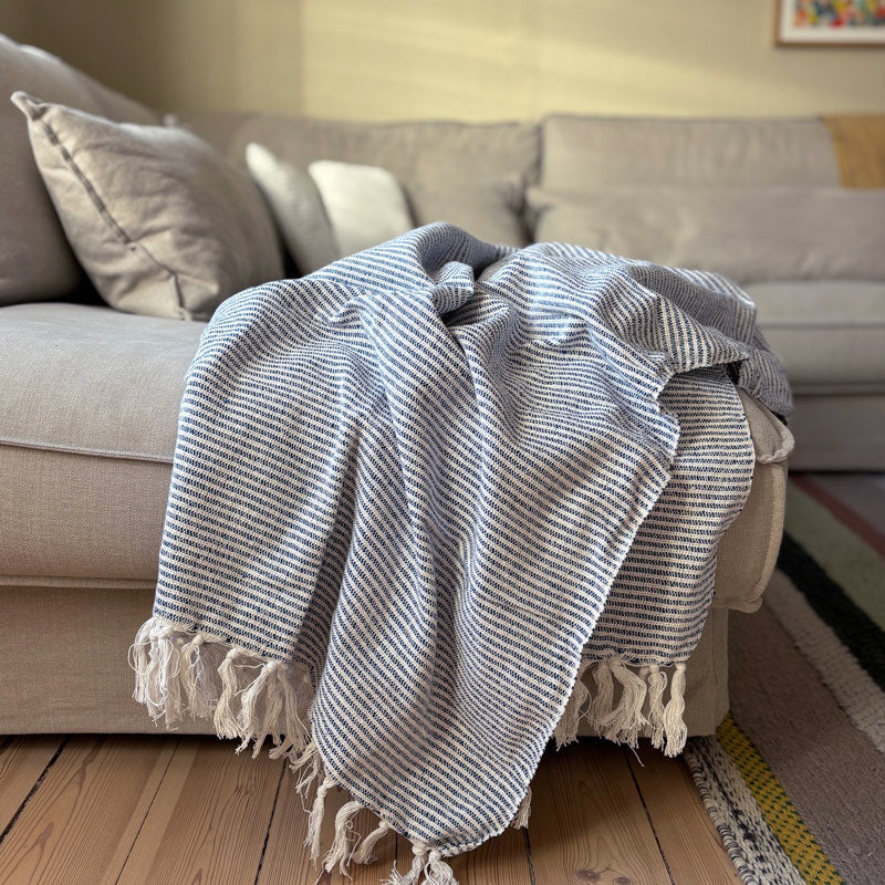 Recycled plaid - Royal Blå/Natur
