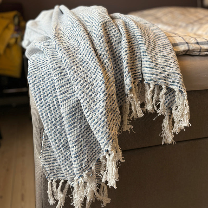 Recycled plaid - Royal Blå/Natur