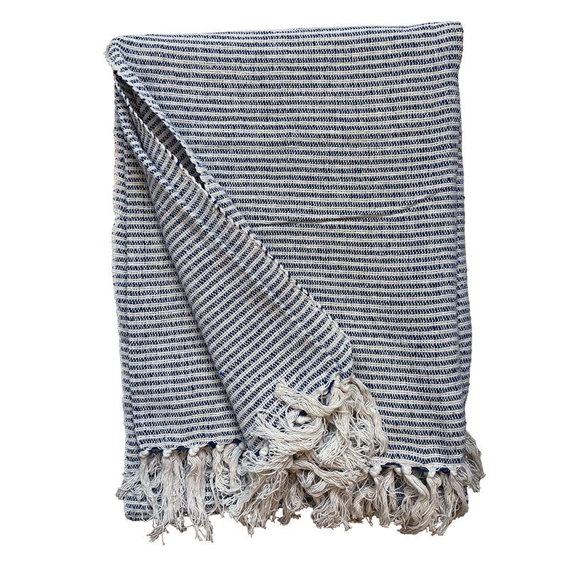 Recycled plaid - Royal Blå/Natur