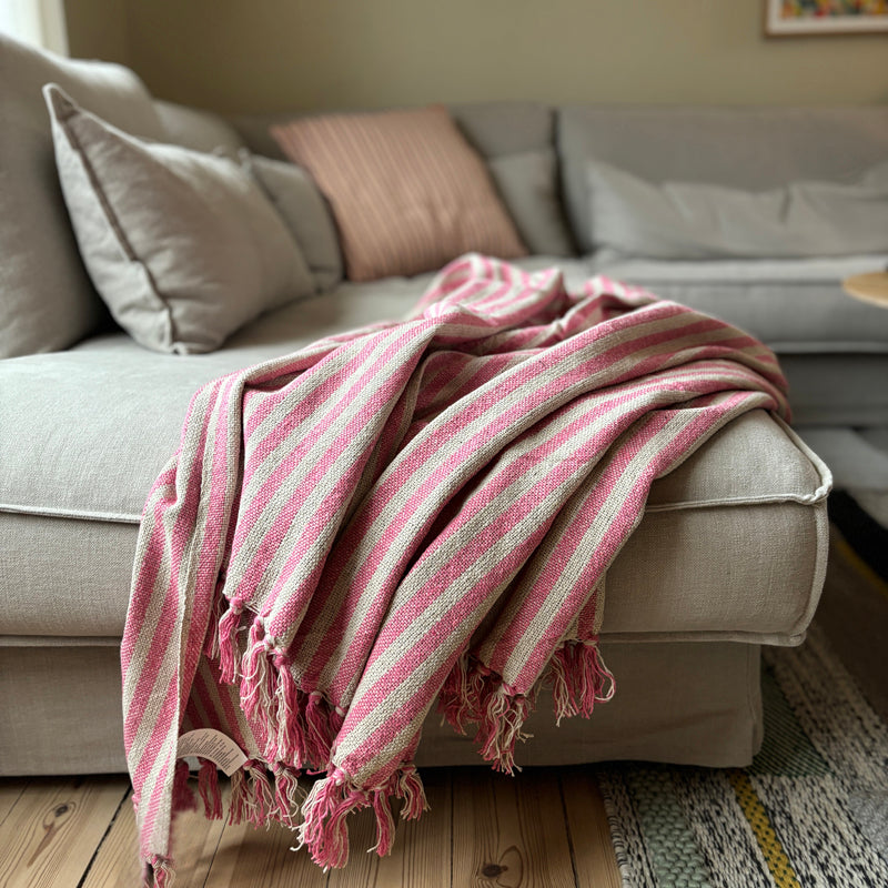 Recycled plaid - Stribet Pink/Natur
