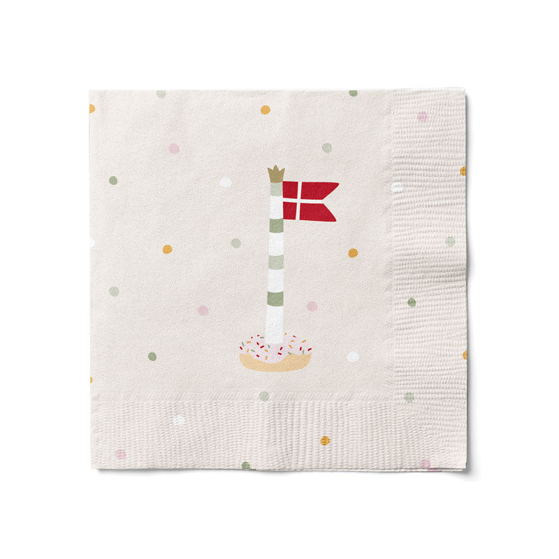 Servietter med dannebrog, lys brun
