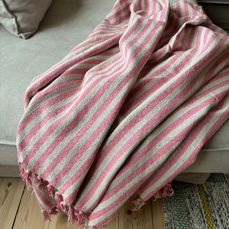 Recycled plaid - Stribet Pink/Natur